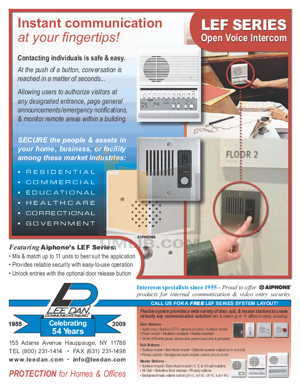 Download free pdf for Aiphone LEF-10S Intercoms Other manual